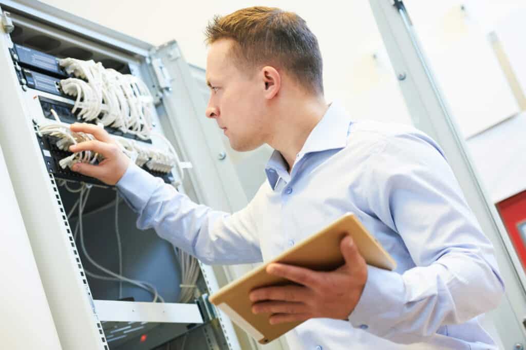 IT worker in server room