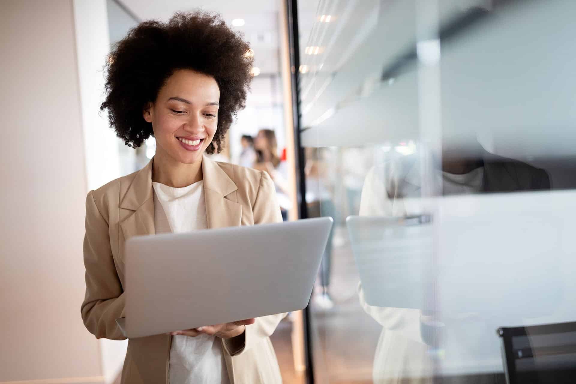 Woman working on laptop